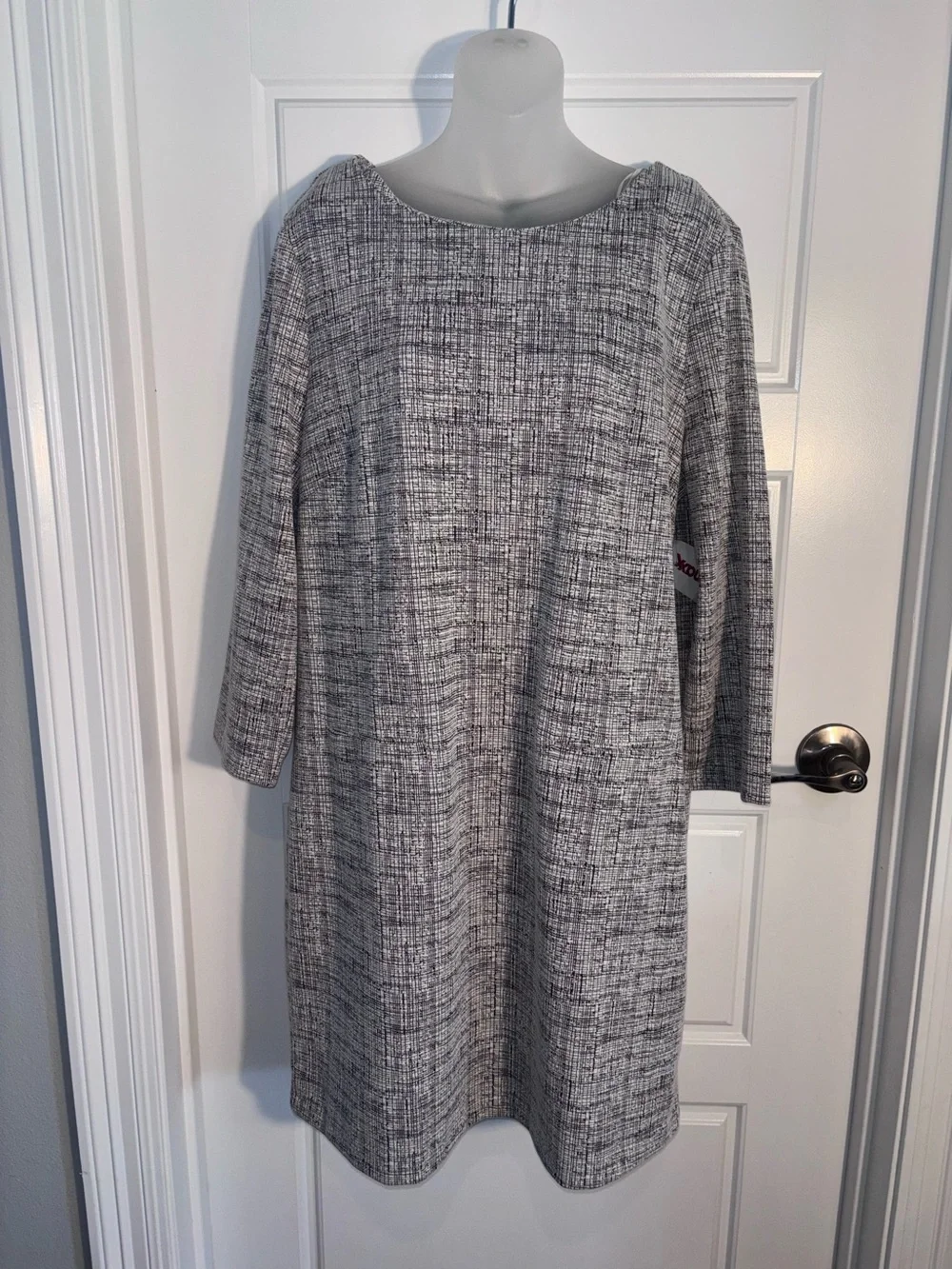Nicole Miller Black & White Tweed Sheath Dress Size XL NWT